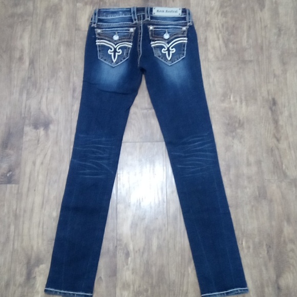 Rock Revival NWOT Women's 26 Skinny Flo Embellished Faux Leather Distressed - Picture 1 of 12